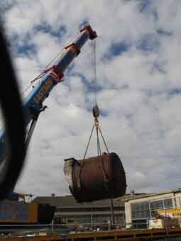 lifting the first boiler out